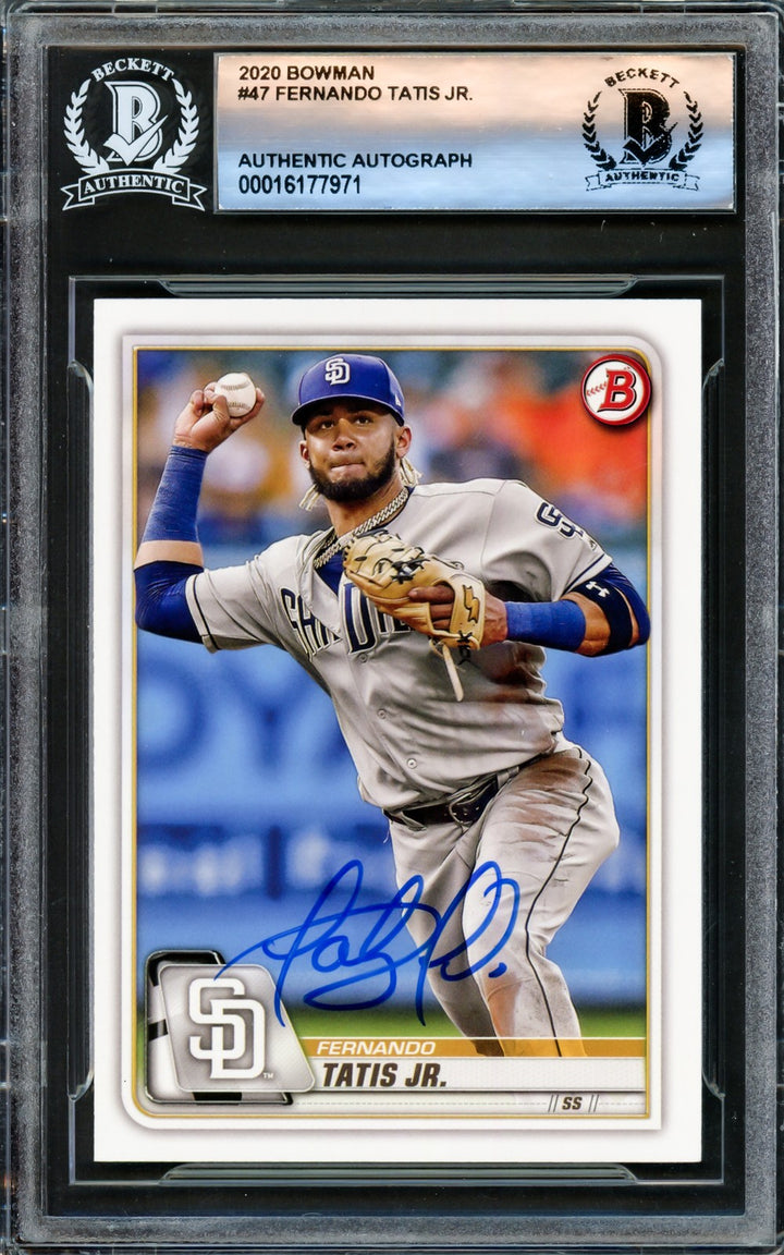 Fernando Tatis Jr. Signed 2020 Bowman Card #47 San Diego Padres Beckett