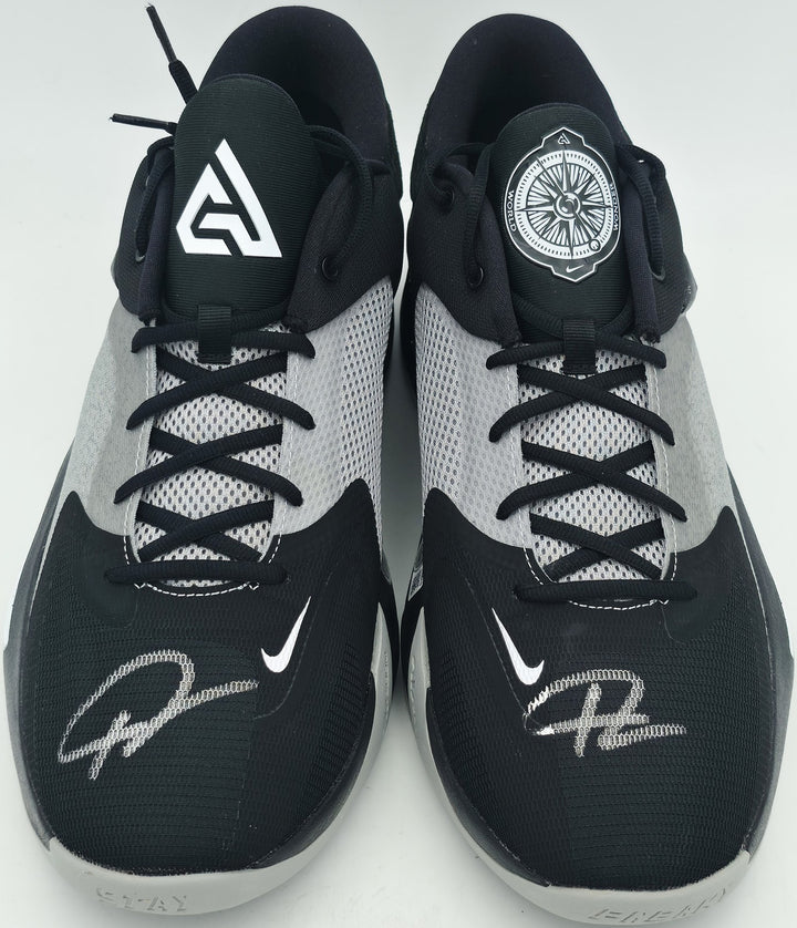 Giannis Signed 2021 PE Promo Baylor Nike Zoom Freak 3 Shoes Size 17 BAS Witness