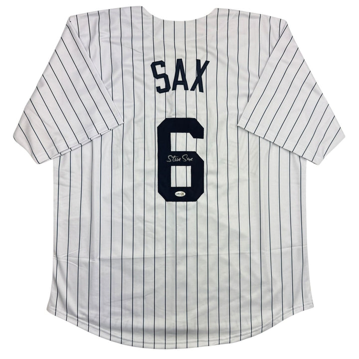 Autographed/Signed Steve Sax New York Pinstripe Baseball Jersey JSA COA