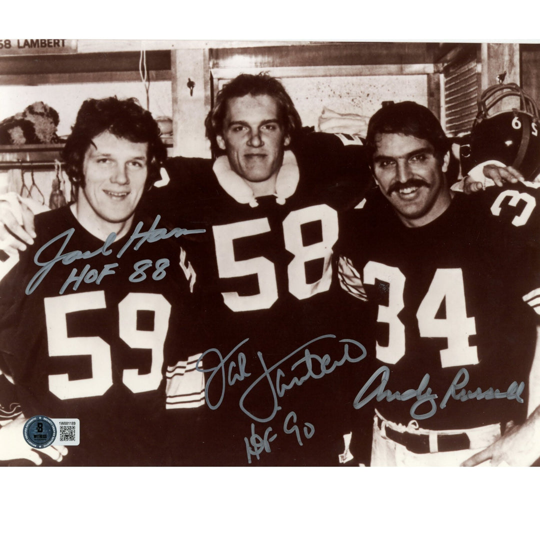 Jack Lambert Andy Russell Jack Ham Signed Steelers 8x10 BAS 46385