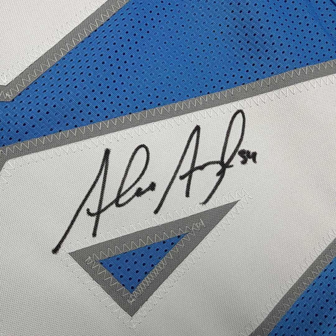 Autographed/Signed Alex Anzalone Detroit Blue Jersey Beckett BAS COA
