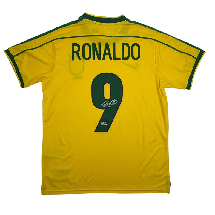 Autographed/Signed Ronaldo Nazario Brazil Yellow Jersey Beckett BAS COA #2