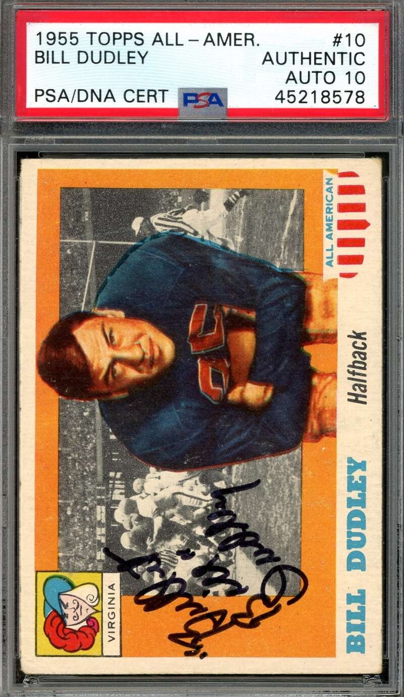 Bill Dudley Gem Mint 10 PSA DNA Signed 1955 Topps All American Autograph