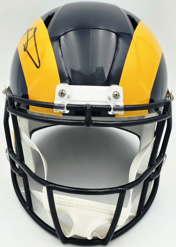 Aaron Donald Auto Rams Blue 1981-99 Full Size Speed Replica Helmet Beckett Wit