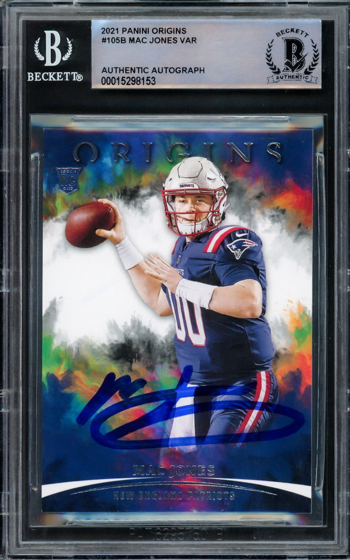 Mac Jones Signed 2021 Panini Origins RC 105B Patriots Beckett #15298153
