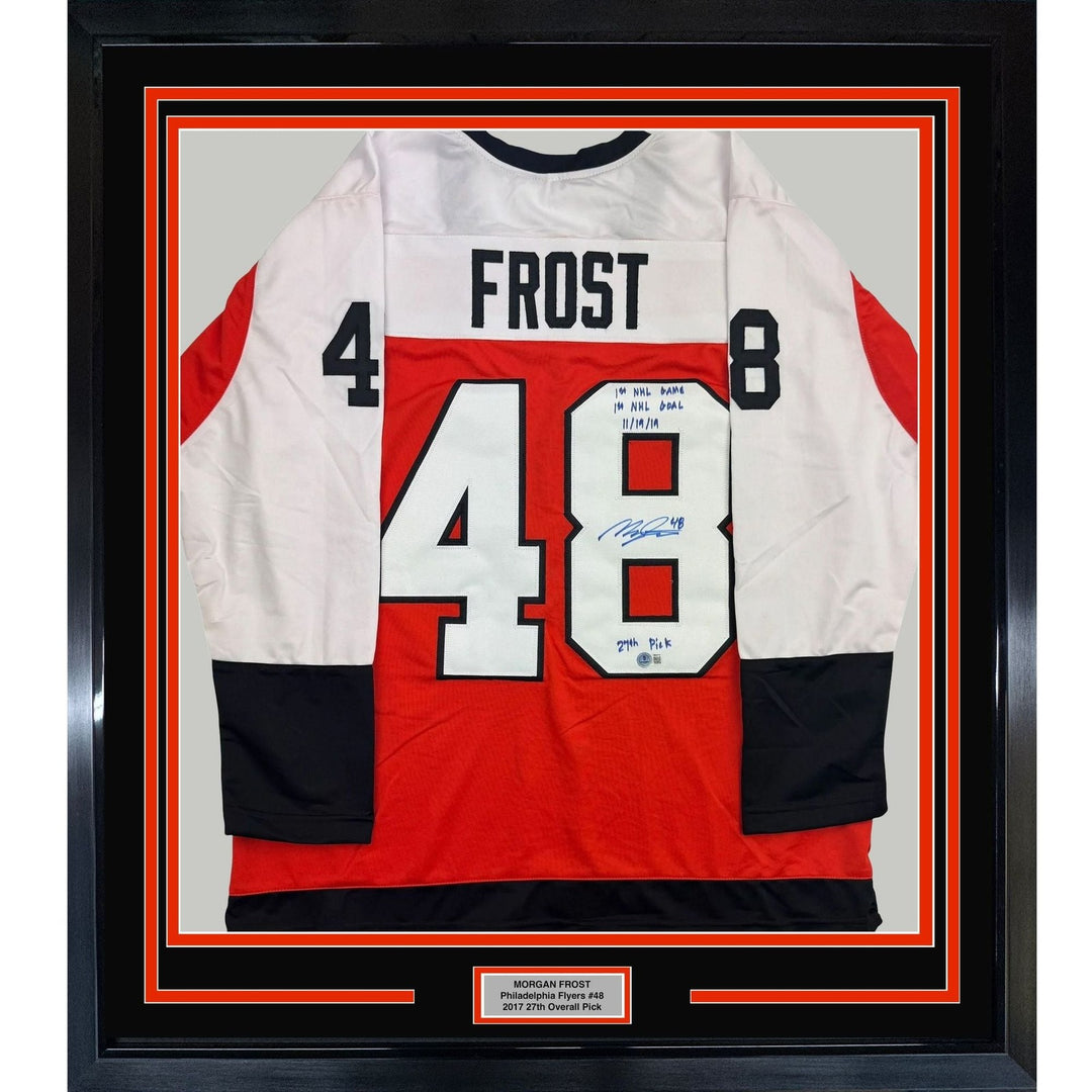 Framed Signed Morgan Frost 35x39 Philadelphia Orange Jersey Beckett BAS COA