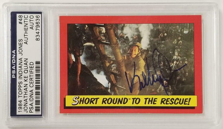Jonathan Ke Quan signed 1984 Topps Indiana Jones #48 Rescue! Card ~ PSA/DNA