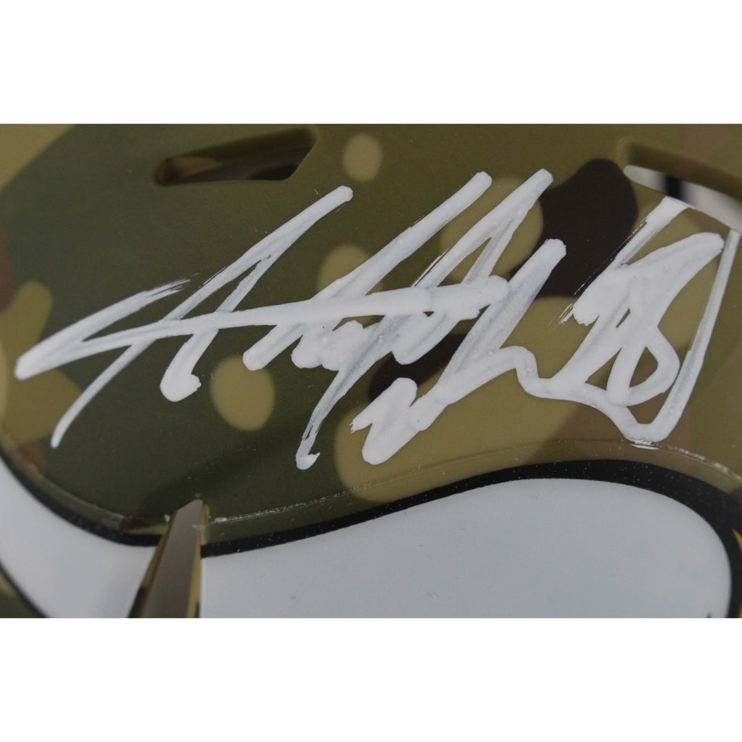 Adrian Peterson Autographed Minnesota Vikings Camo Mini Helmet Beckett 49856