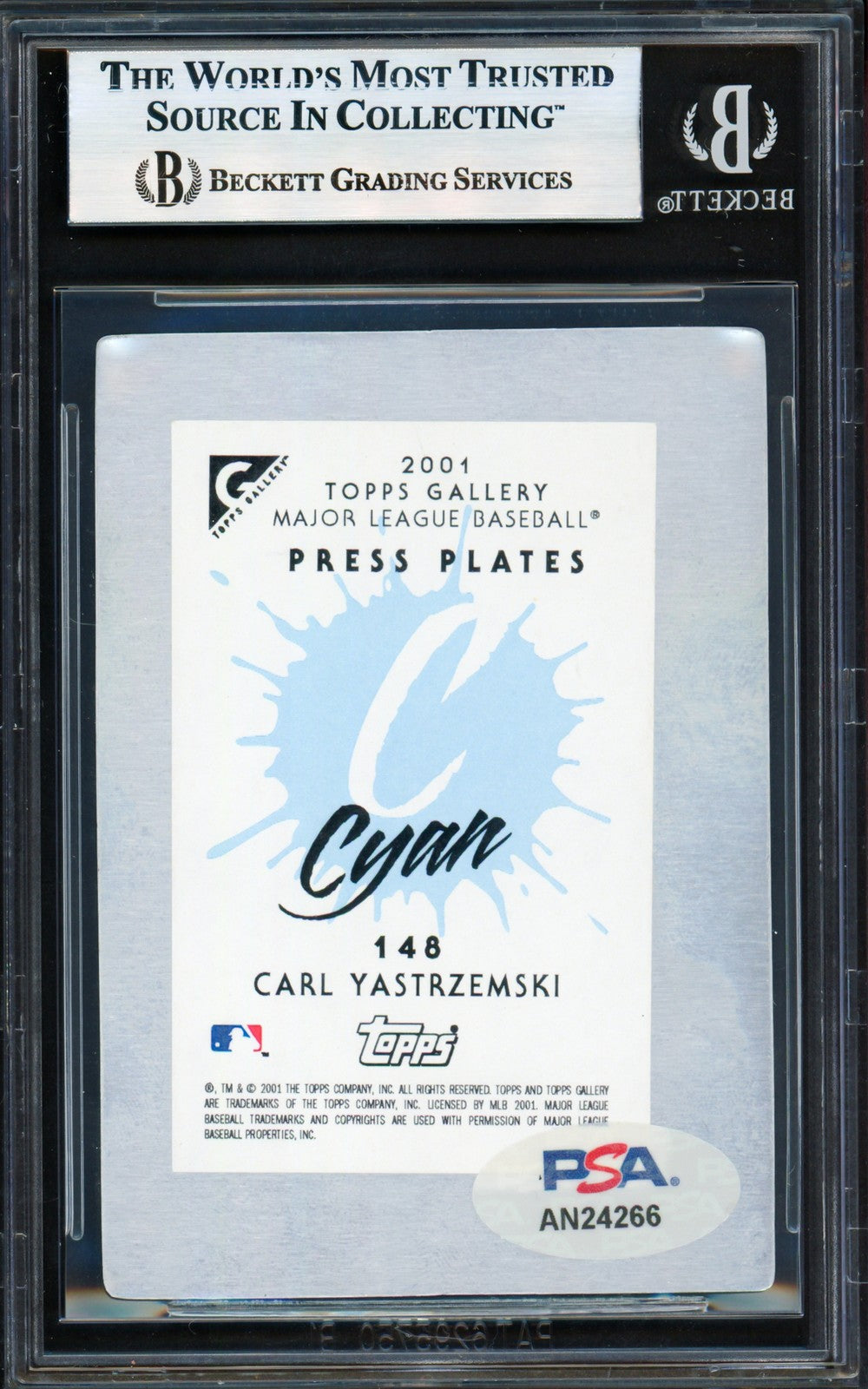 Carl Yastrzemski Auto 2001 Topps Gallery Press Plates Card 148 Red Sox Beckett