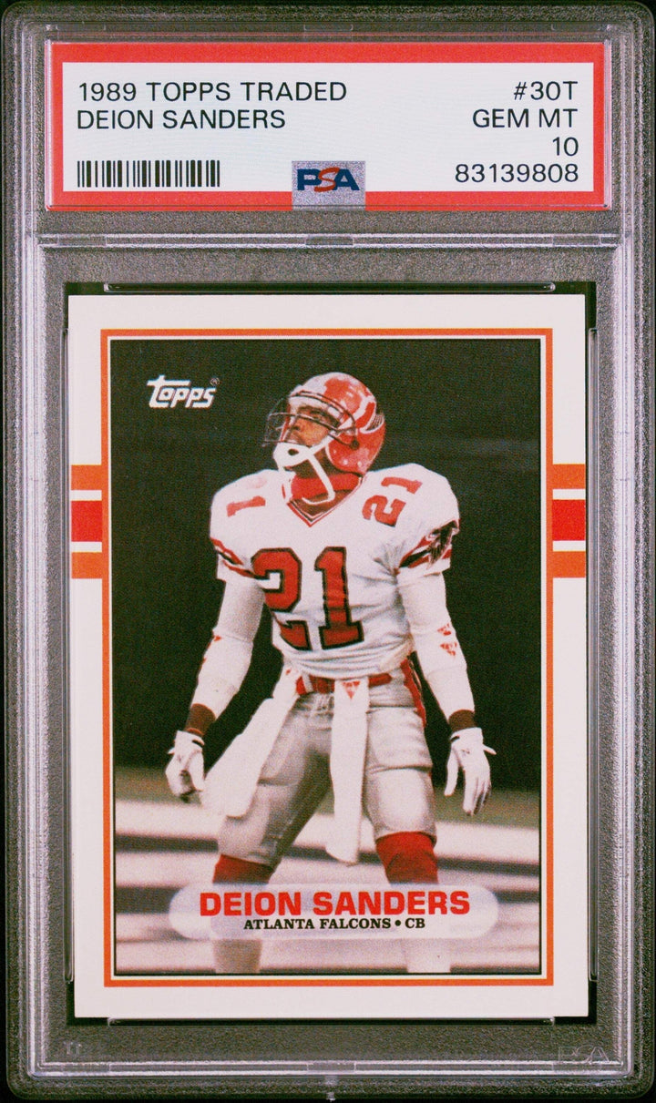 Graded 1989 Topps Traded Deion Sanders #30T Rookie RC Football Card PSA 10 Gem