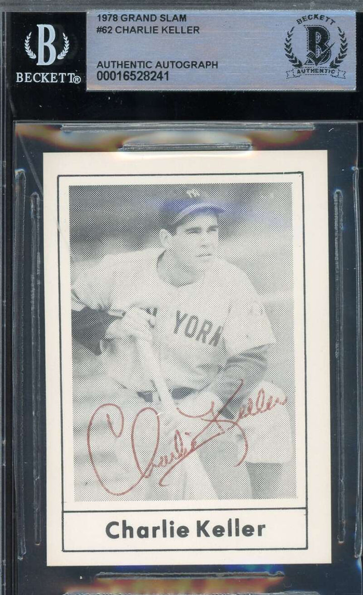 Charlie Keller Beckett BAS Signed 1978 Grand Slam Autograph