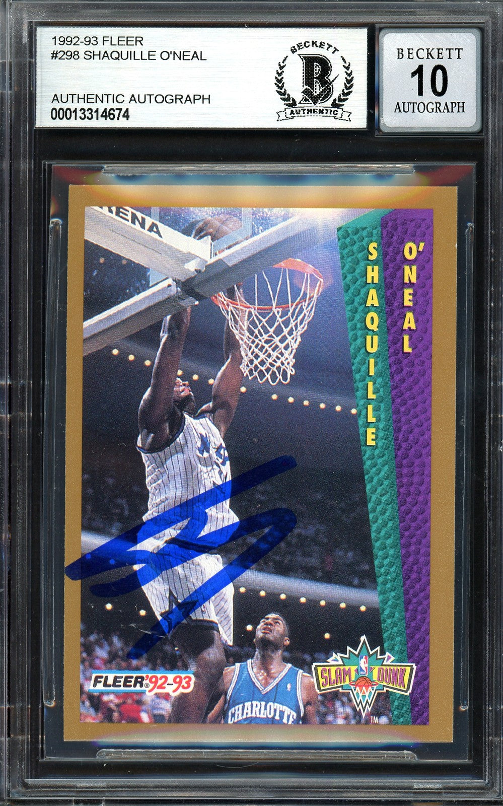 Shaquille Shaq O'Neal Signed 1992-93 Fleer RC 298 Magic Beckett #13314674