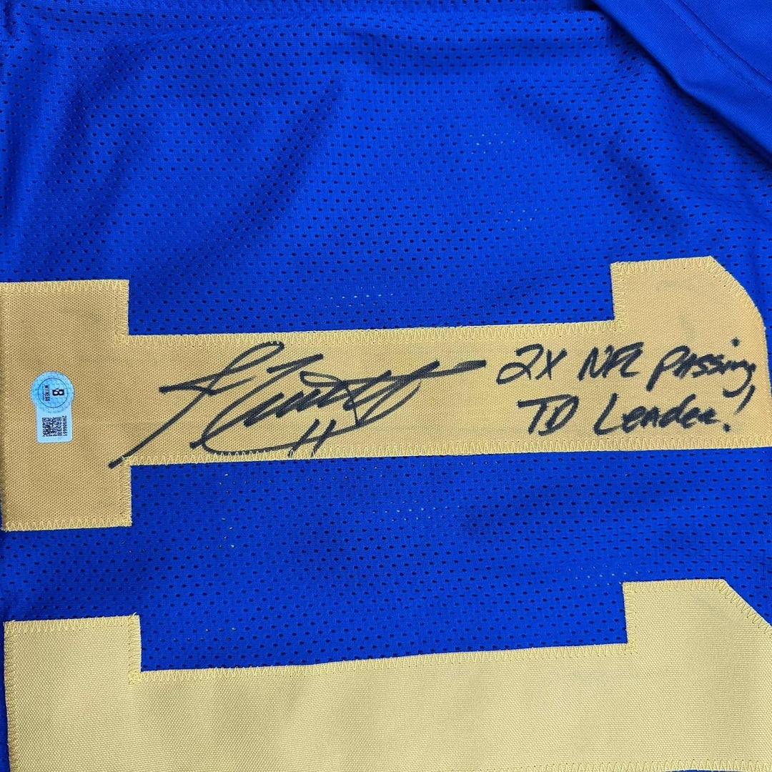 Framed Autographed/Signed Jim Everett 35x39 Los Angeles LA Blue Jersey COA