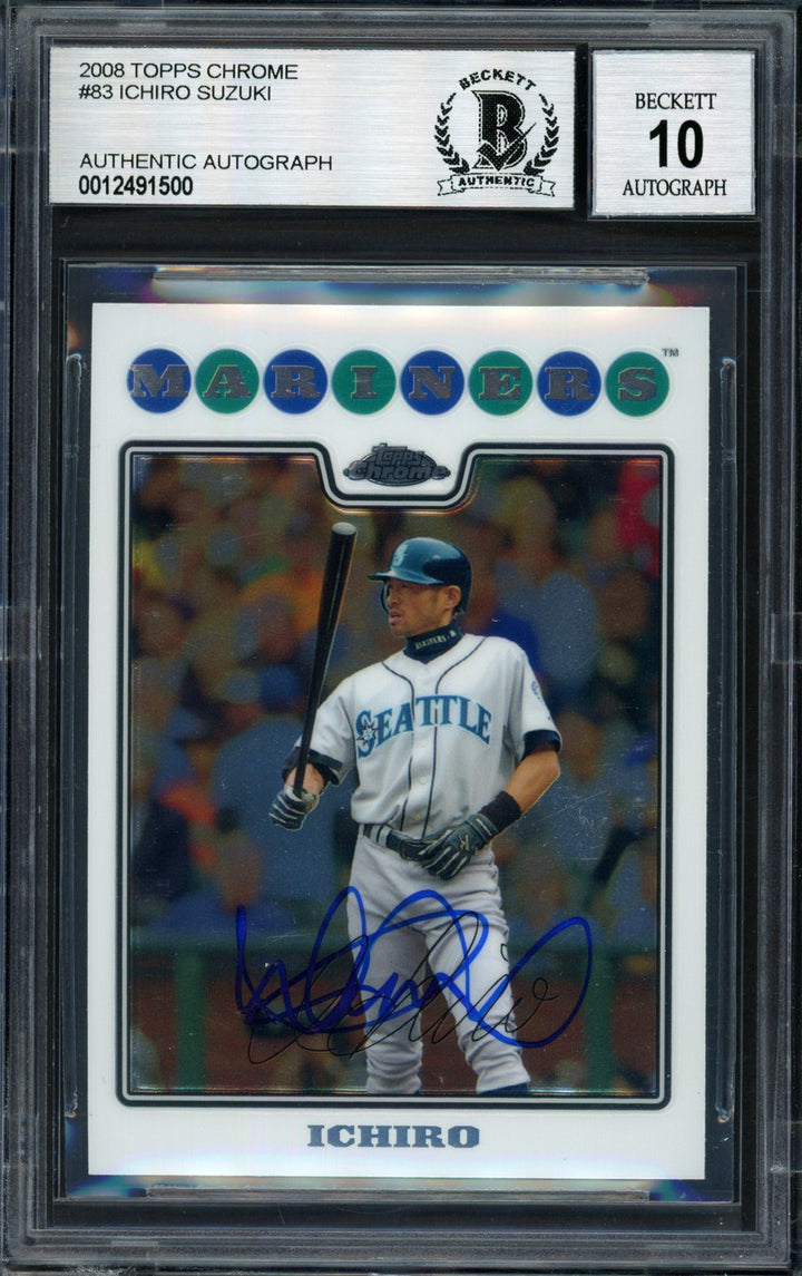 Ichiro Suzuki Auto 2008 Topps Chrome Card 83 Mariners Auto 10 Beckett #12491500