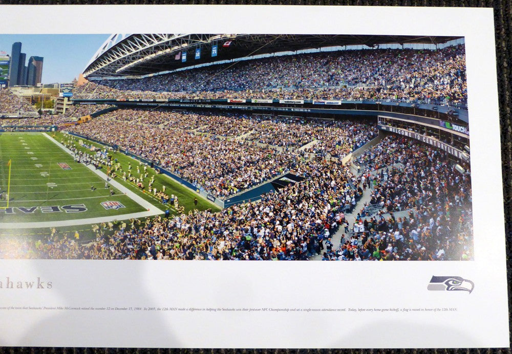 Russell Wilson Signed 13x40 Century Link Field Panoramic Photo Seahawks RW Holo