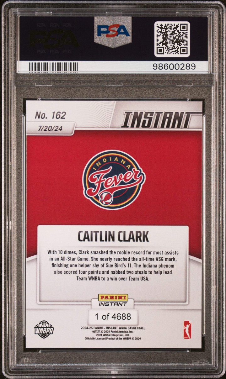 Graded 2024 Panini Instant WNBA Caitlin Clark #162 Rookie Basketball Card PSA 10