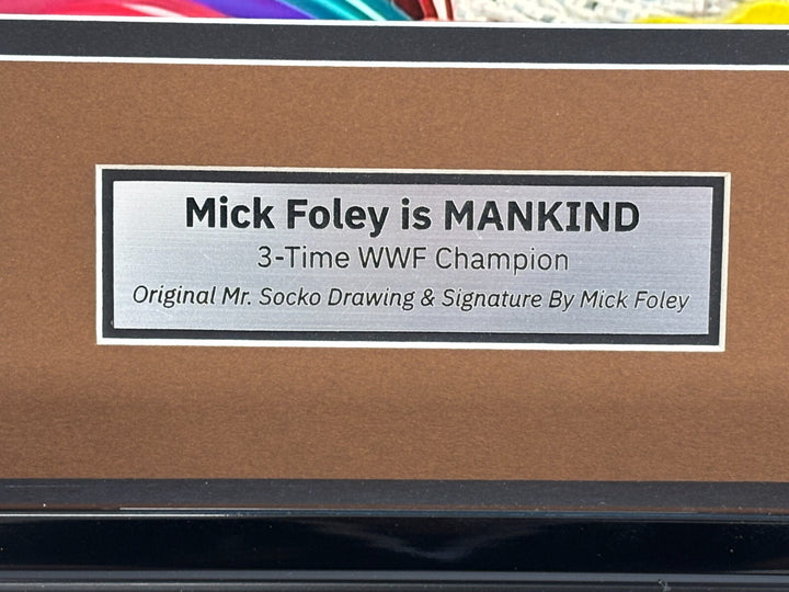 Mankind Mick Foley Autographed Mr. Socko Authentic Drawing Framed JSA WWE Signed