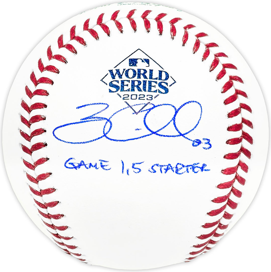 Zac Gallen Signed 2023 WS Logo MLB Baseball Arizona Diamondbacks Beckett Wit