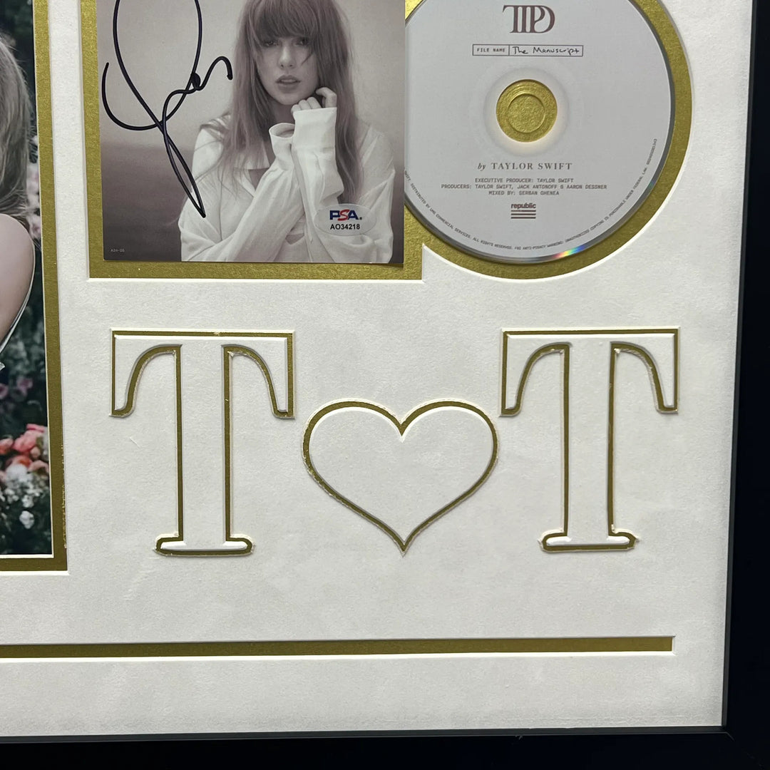 Taylor Swift Signed CD Cover Custom Framed PSA Tortured Poets Department TTPD