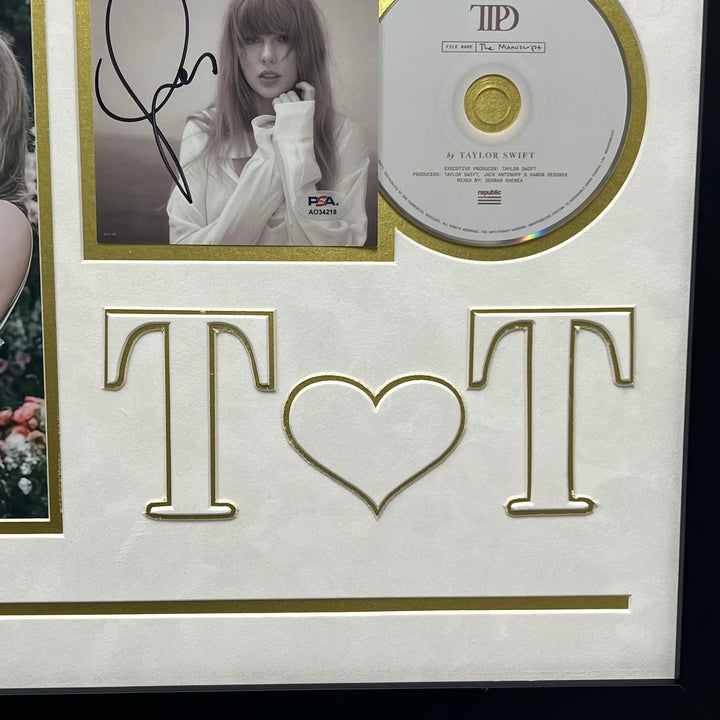 Taylor Swift Signed CD Cover Custom Framed PSA Tortured Poets Department TTPD