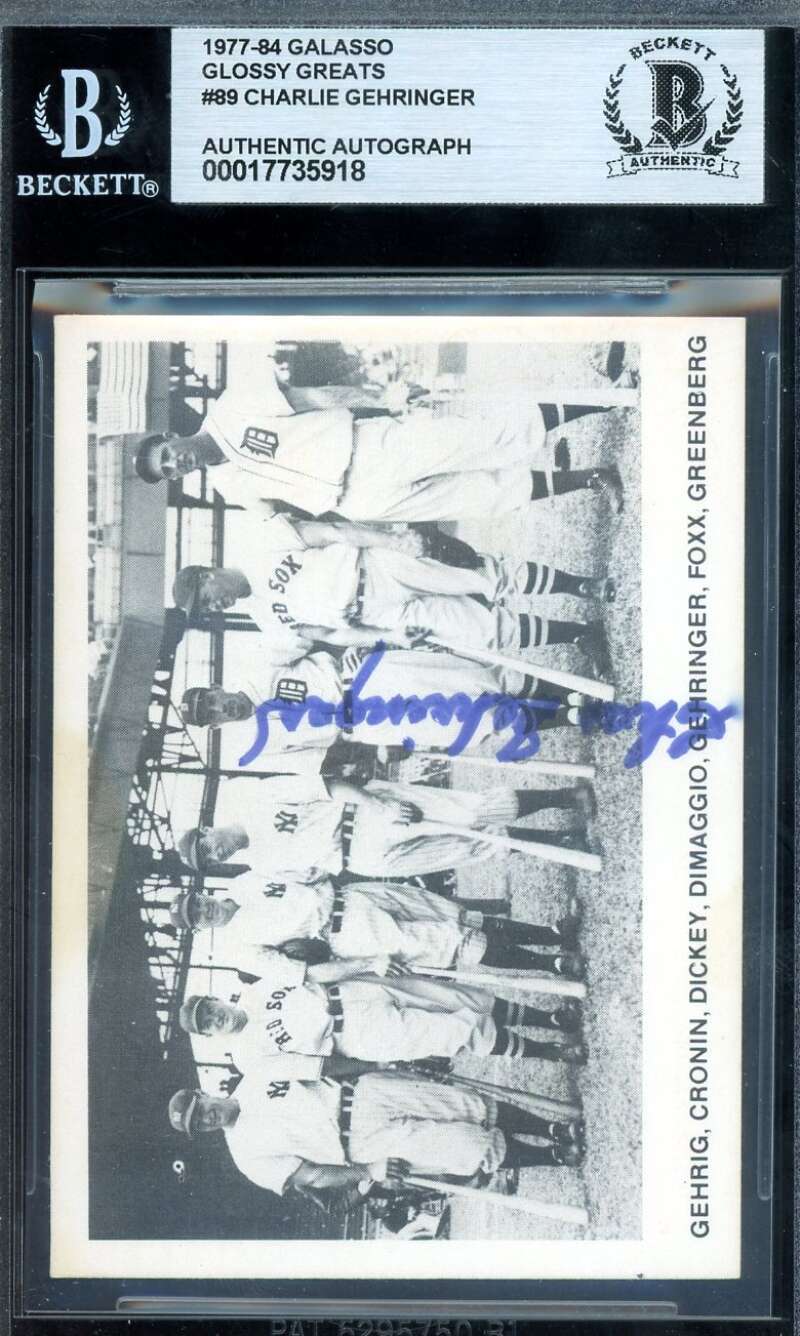 Charlie Gehringer Beckett BAS Signed 1977-84 Galasso Glossy Greats Autograph