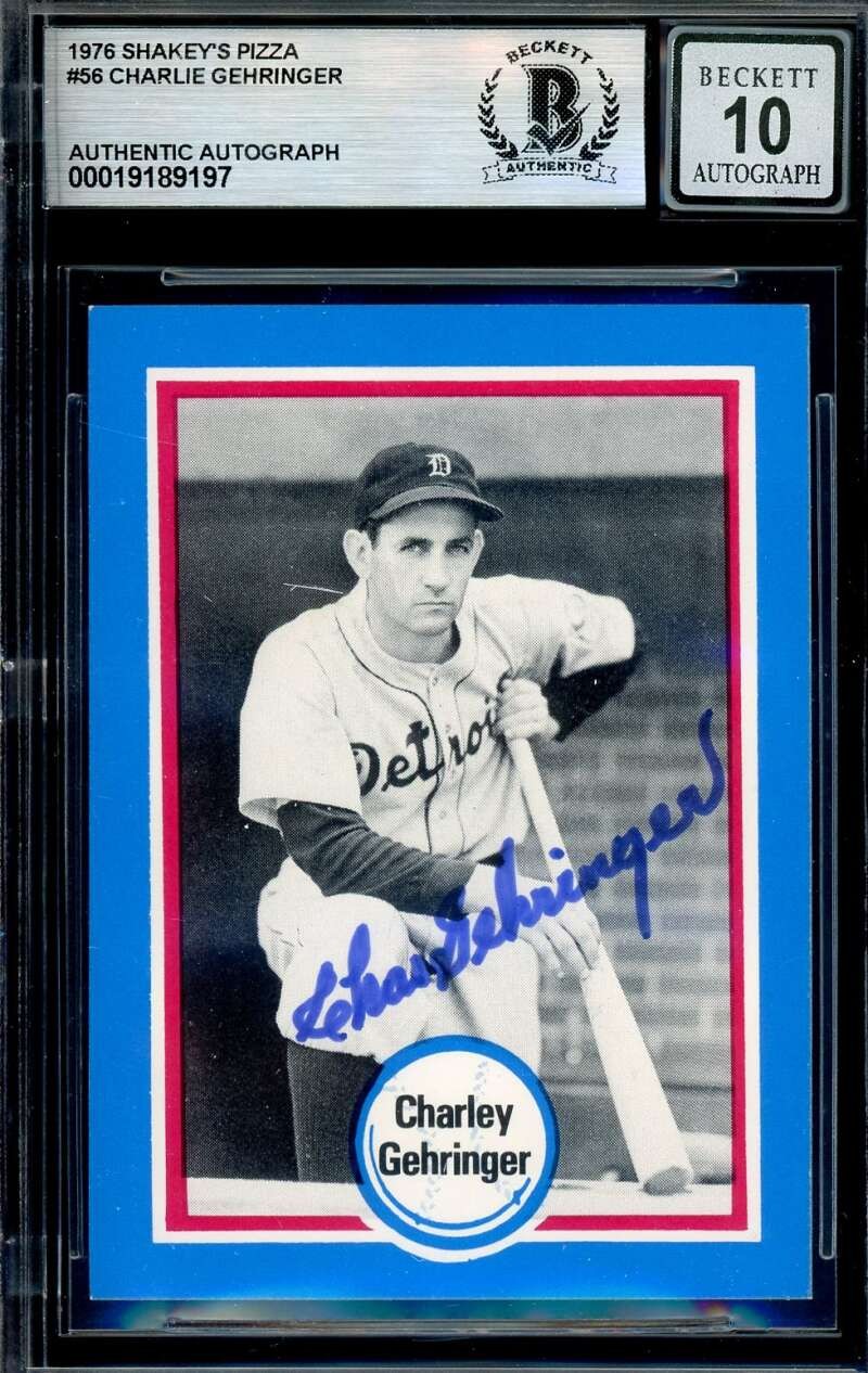 Charlie Gehringer Gem Mint 10 Beckett BAS Signed 1976 Shakey's Pizza Autograph