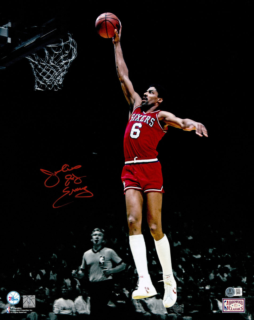 Julius "Dr. J" Erving Signed 16x20 Photo Philadelphia 76ers Beckett BAS Witness