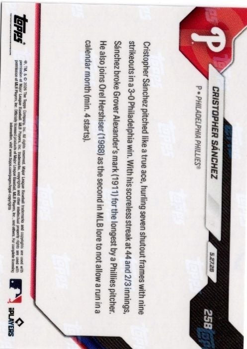 2026 Topps Now Cristopher Sanchez #258 Orange Foil /25 Baseball Card