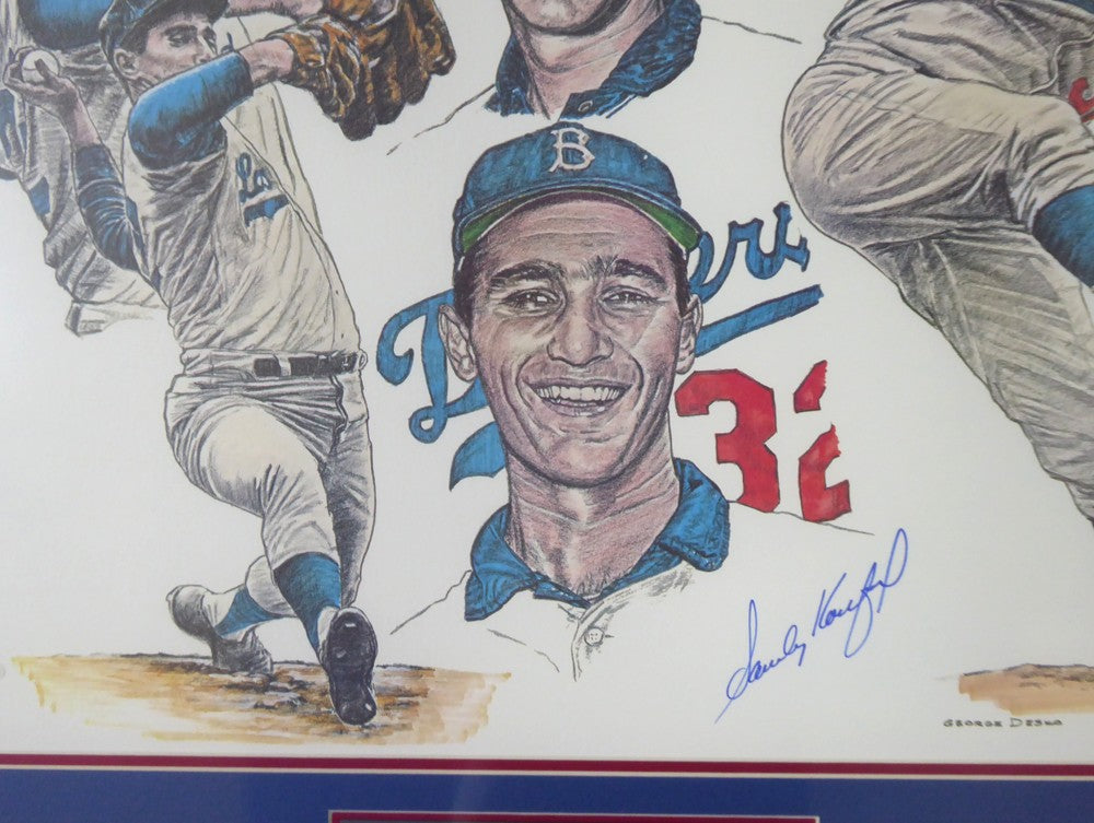Sandy Koufax Signed Framed 18x24 Lithograph Photo Los Angeles Dodgers Beckett
