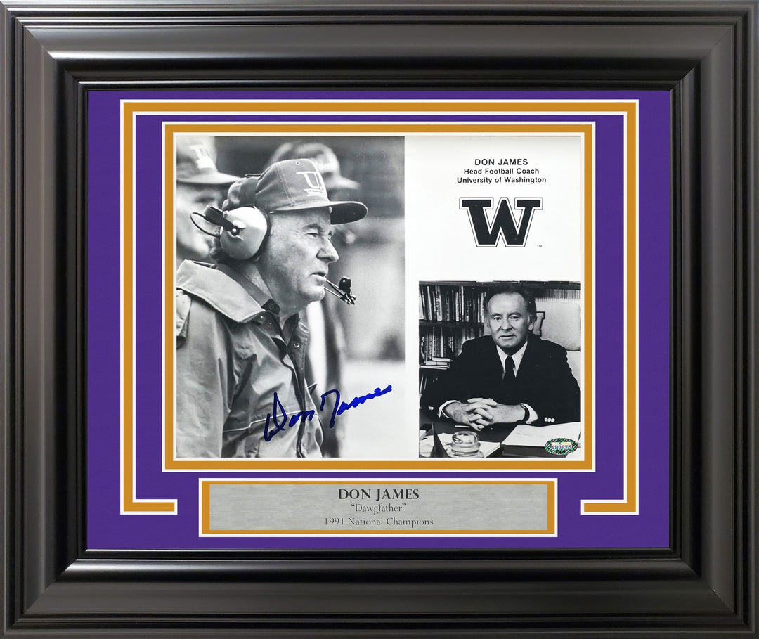 Don James Signed Framed 8x10 Photo Washington Huskies MCS Holo