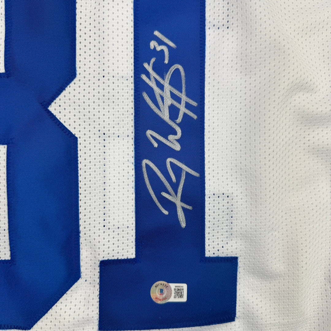 Autographed/Signed Roy Williams Dallas White Football Jersey Beckett BAS COA