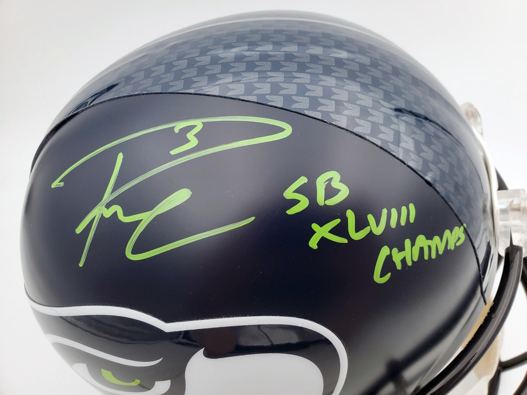 Russell Wilson Signed Seahawks SB Full Size Replica Helmet In Green RW Holo