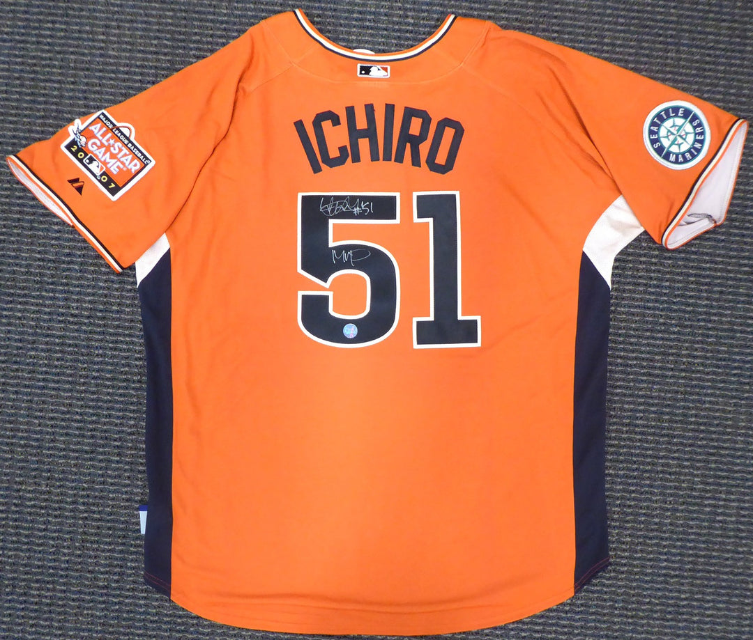 Mariners Ichiro Suzuki Auto Orange 2007 All Star Majestic CoolBase Jersey MVP XL