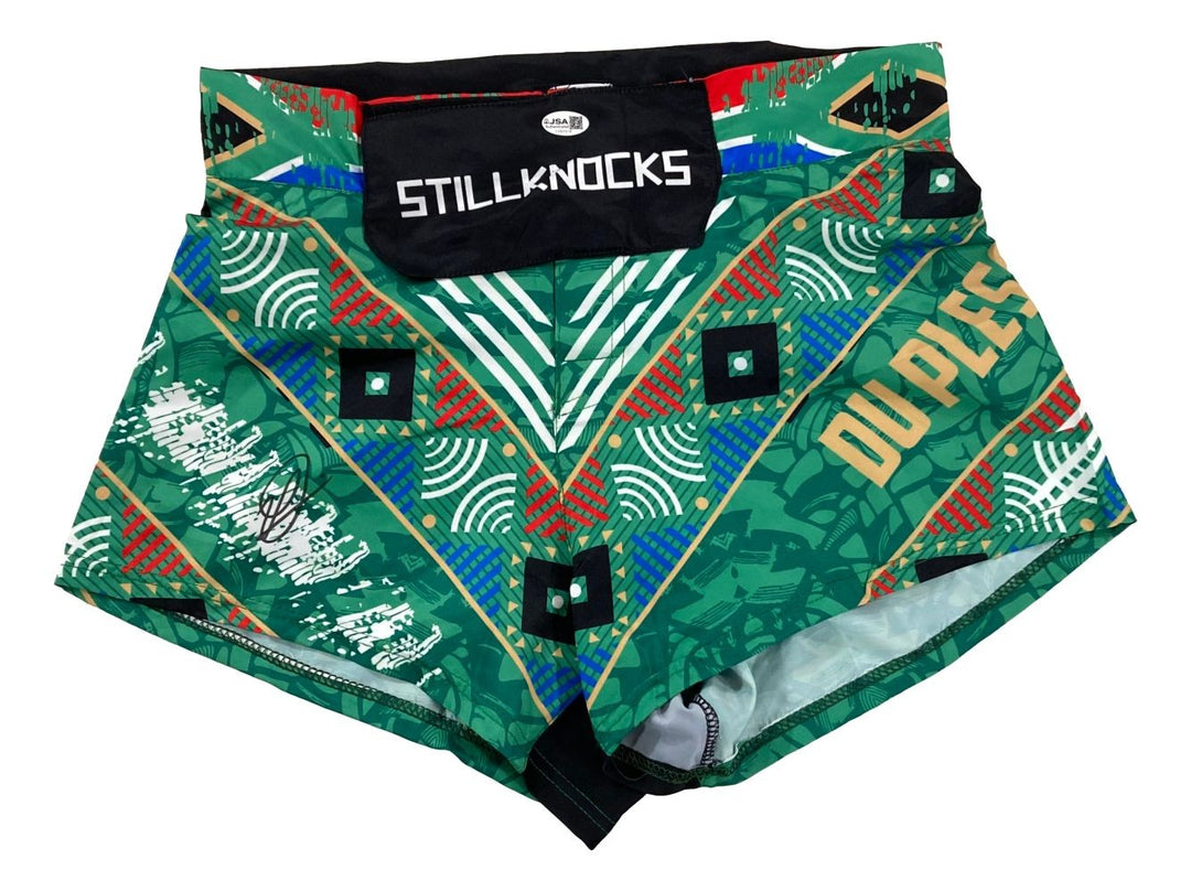 Dricus Du Plessis Signed Custom Green MMA Fight Trunks JSA QR