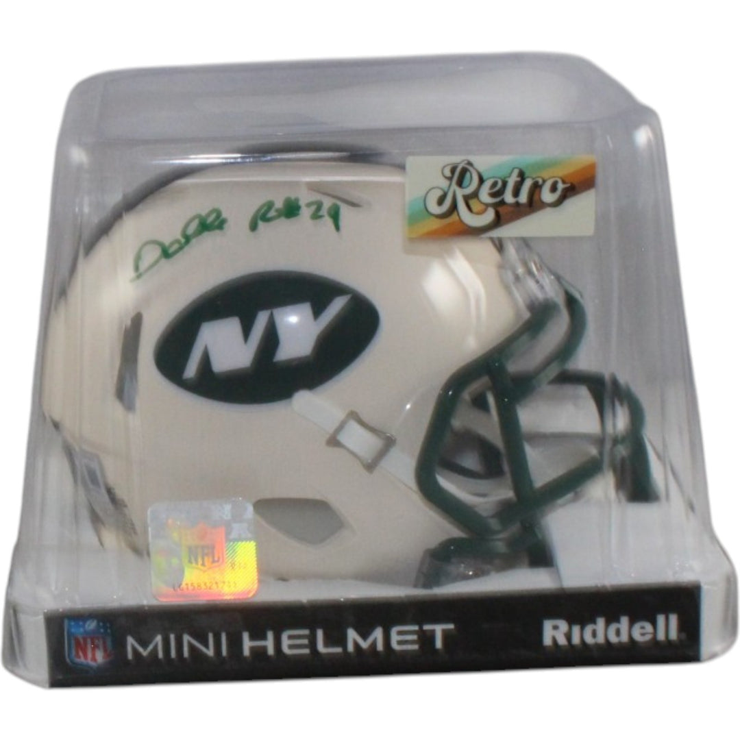 Darrelle Revis Autographed New York Jets Retro Mini Helmet Beckett Witness 58222