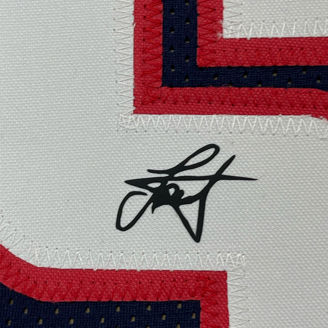 Framed Facsimile Autographed Nikola Jokic 33x42 Blue Reprint Laser Auto Jersey