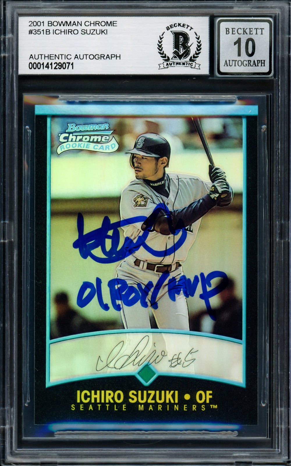 Ichiro Suzuki Signed 2001 Bowman Chrome Refractor Japanese RC 351 Sig 10 ROY/MVP