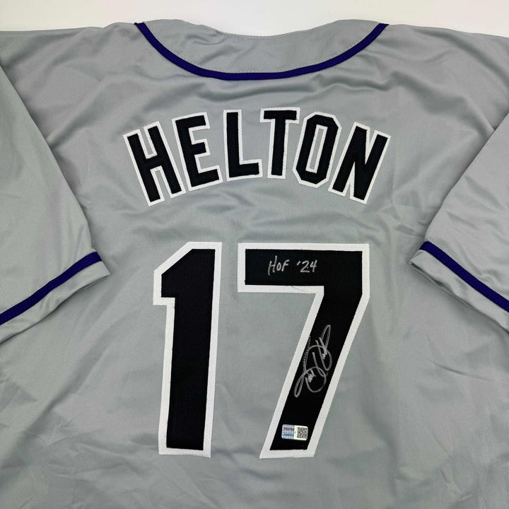 Autographed/Signed Todd Helton HOF 24 Colorado Grey Jersey Tristar COA