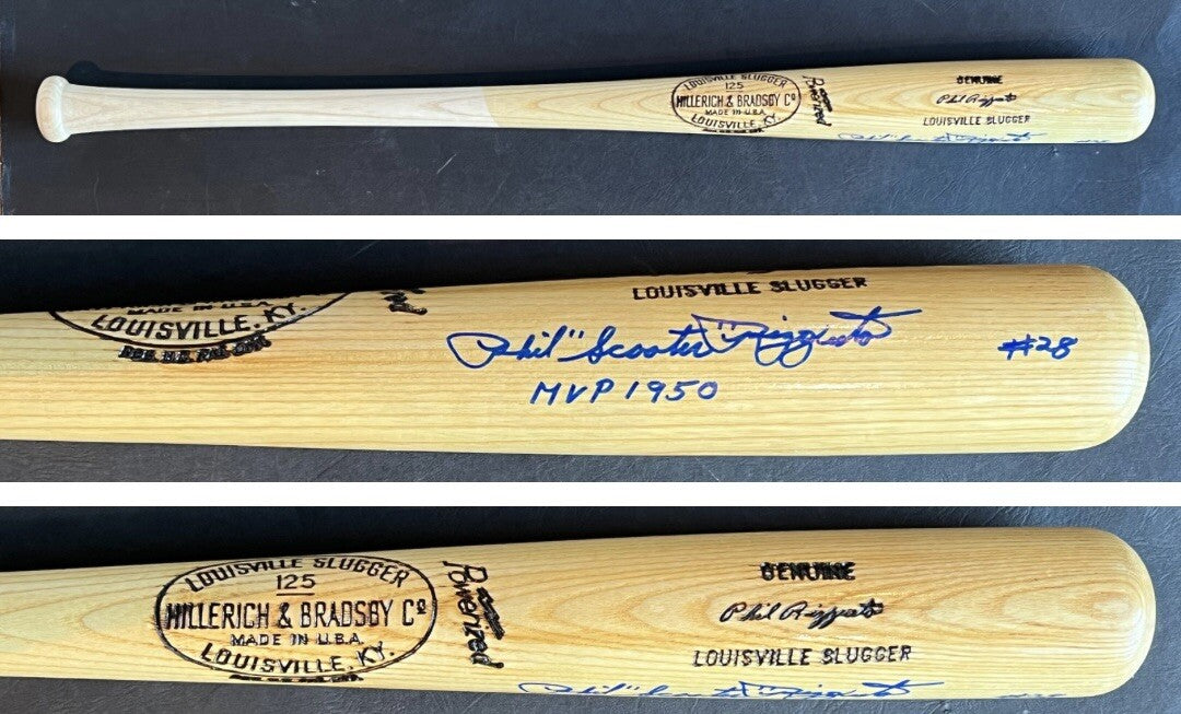 Phil Scooter Rizzuto Signed Ins MVP 1950 Game Model Bat auto Yankees JSA COA /50