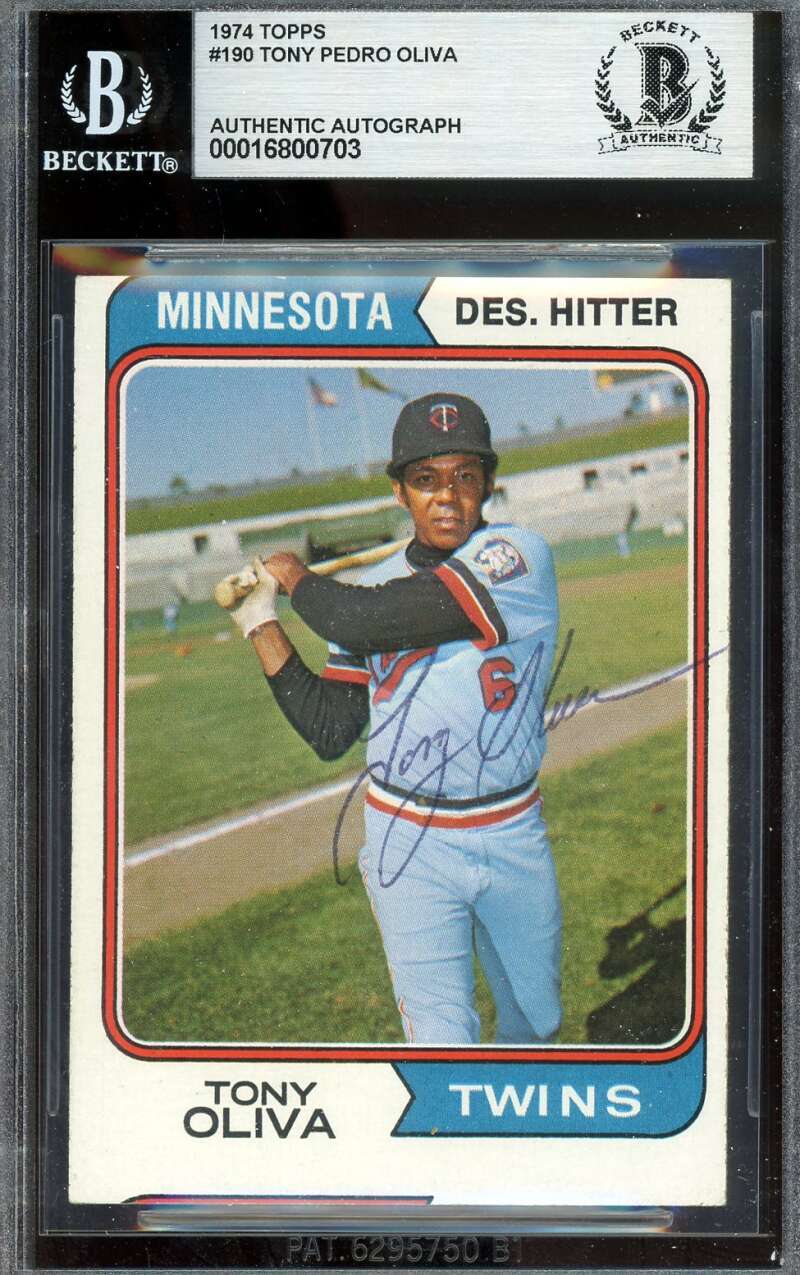 Tony Oliva Beckett BAS Vintage Signed 1974 Topps Autograph