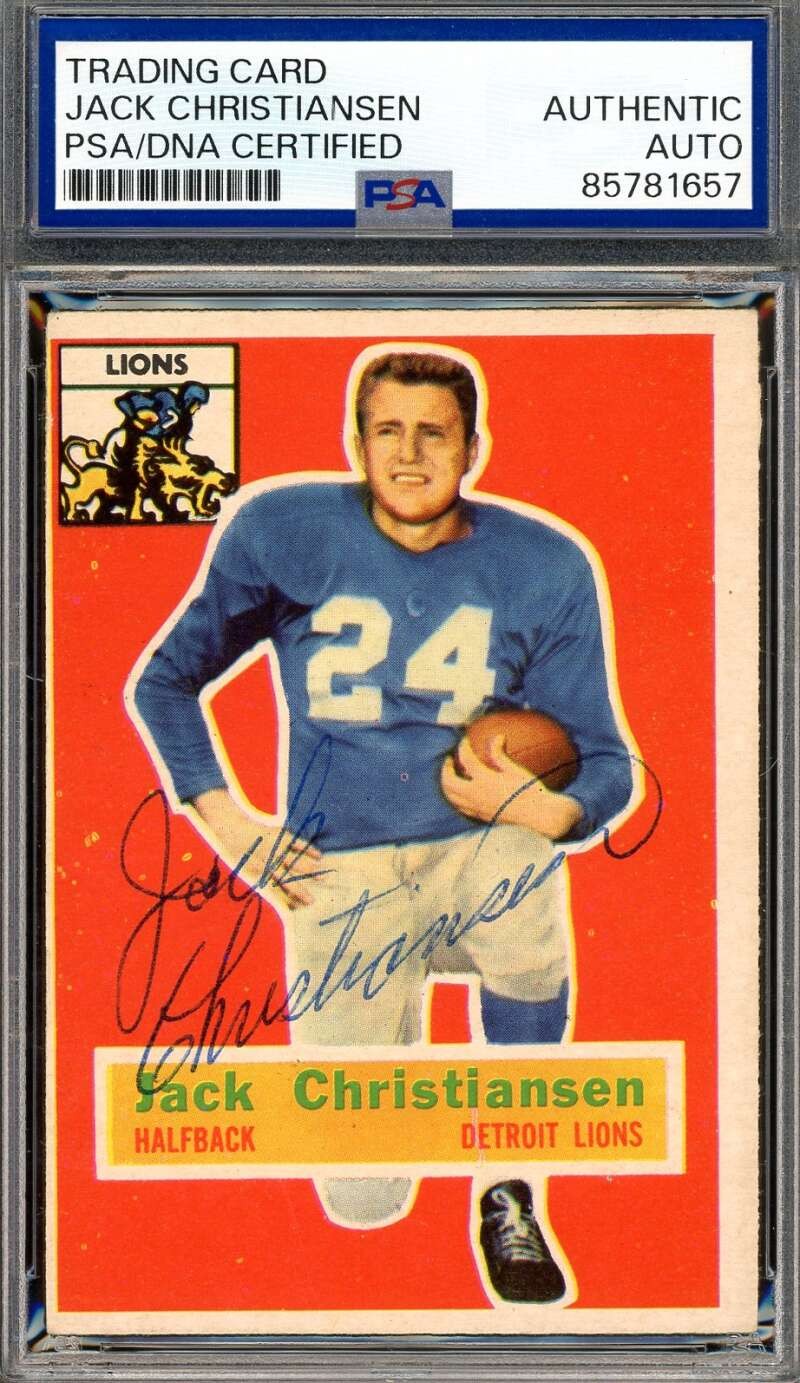 Jack Christiansen PSA DNA Vintage Signed 1956 Topps Autograph Lions
