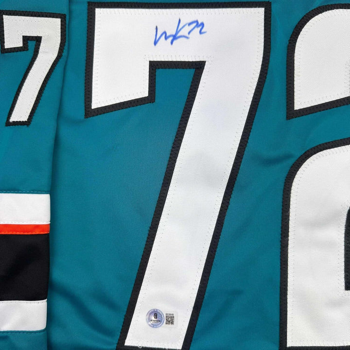 Framed Autographed/Signed William Eklund 35x39 San Jose Teal Jersey Beckett COA