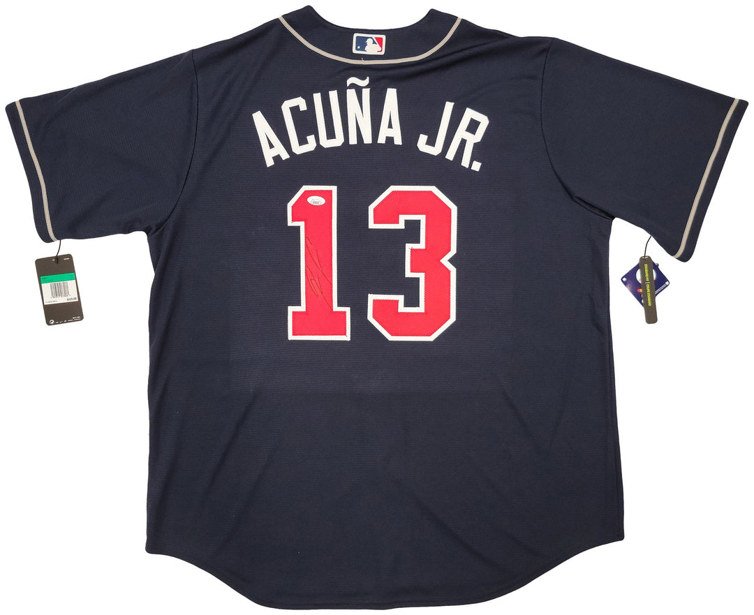 Atlanta Braves Ronald Acuna Jr. Autographed Signed Blue Nike Jersey Size XL JSA