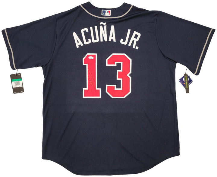 Atlanta Braves Ronald Acuna Jr. Autographed Signed Blue Nike Jersey Size XL JSA