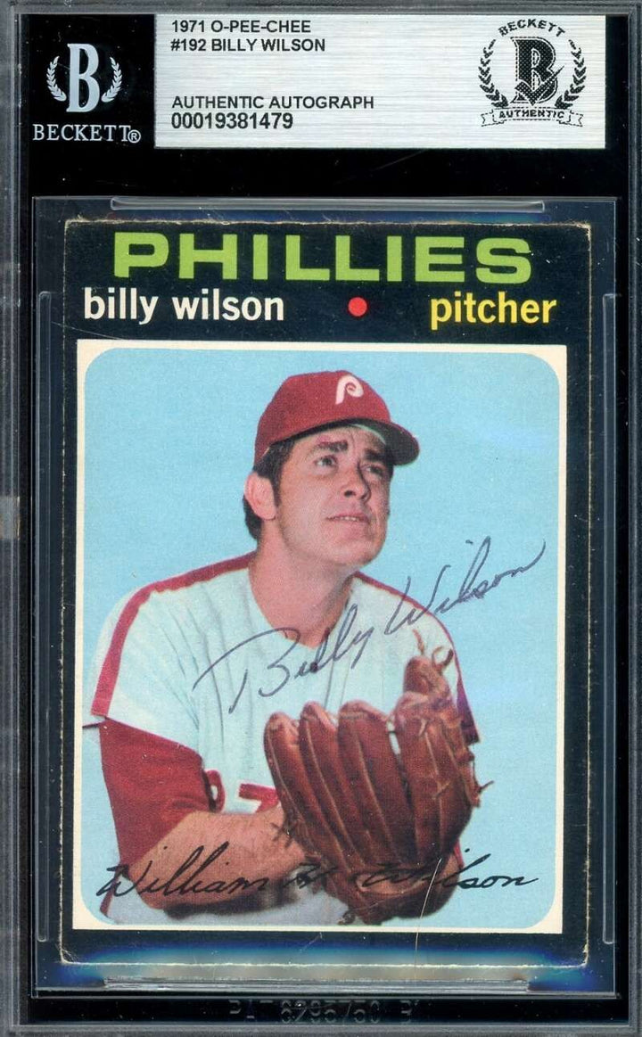 Billy Wilson Beckett BAS Signed 1971 O-Pee-Chee Autograph