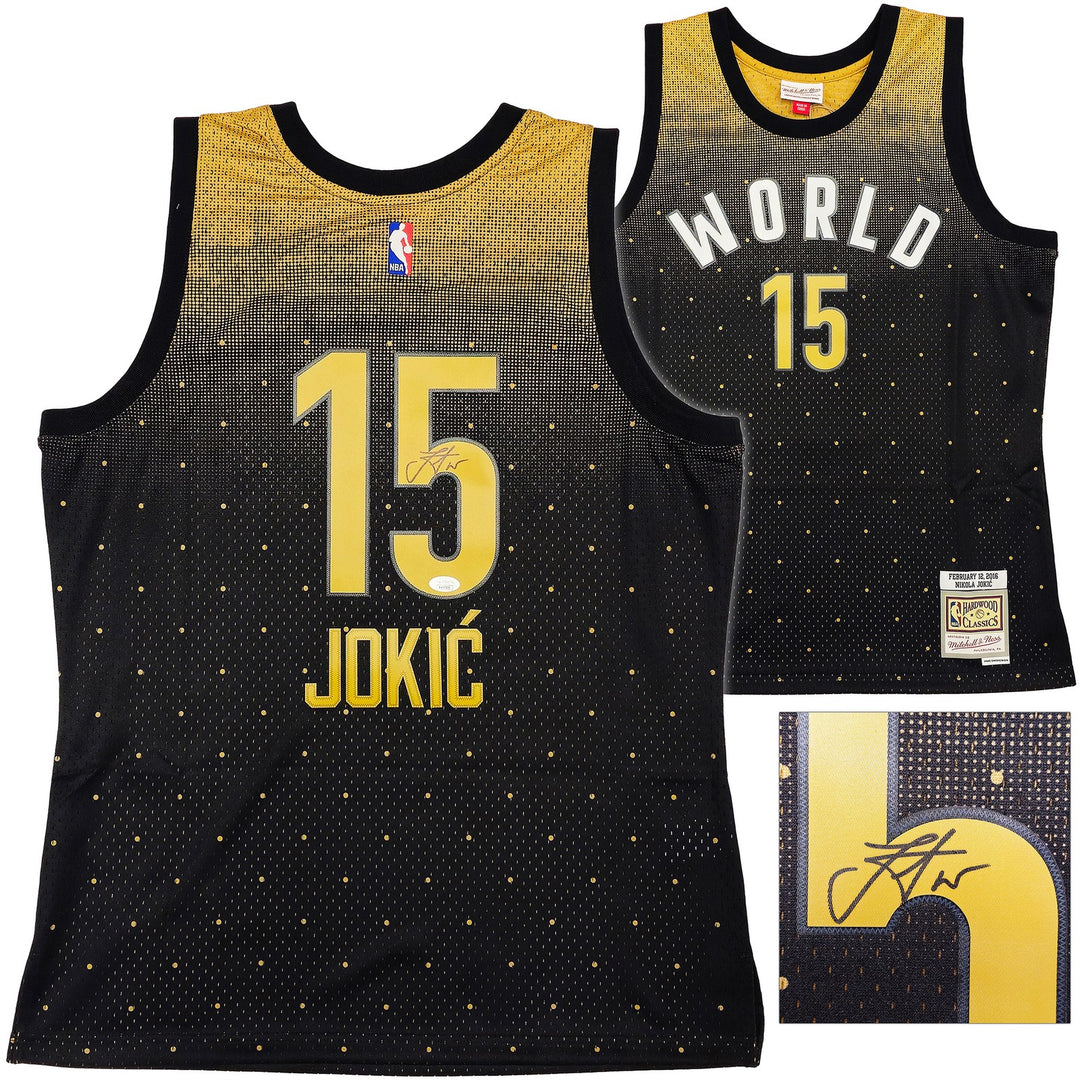 Nuggets Nikola Jokic Auto Black Mitchell Ness HWC Swingman 2016 ASG Jersey L JSA