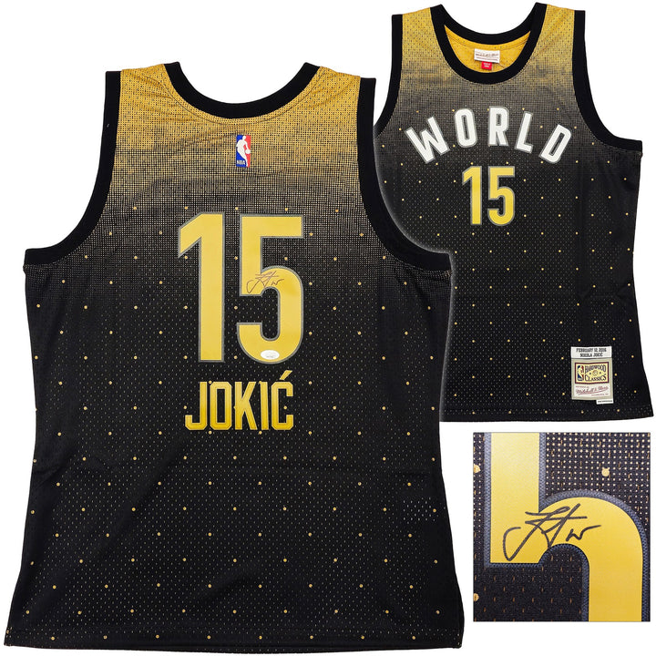Nuggets Nikola Jokic Auto Black Mitchell Ness HWC Swingman 2016 ASG Jersey L JSA