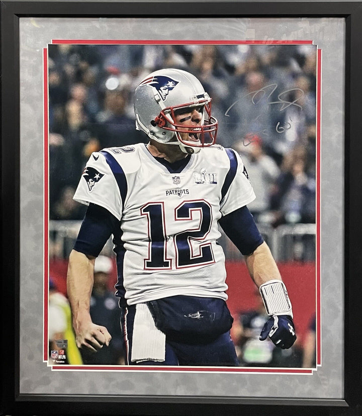 Tom Brady Patriots Signed 20x24 Photo Framed Super Bowl Let’s Go Auto Fanatics