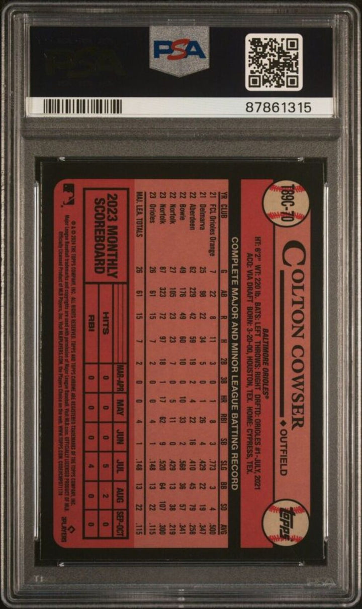 Graded 2024 Topps Silver Pack Colton Cowser #T89C70 Rookie Baseball Card PSA 10
