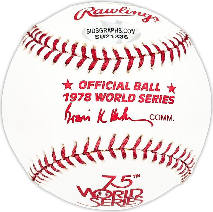 Ed Figueroa Autographed 1978 WS Baseball Yankees Champs Beckett BM25617